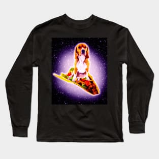 Outer Space Galaxy Dog Riding Taco Long Sleeve T-Shirt